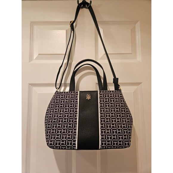Tommy Hilfiger Handbags - Tommy Hilfiger Purse 90's Y2K Fashion Black & White Shoulder Strap Top Handle